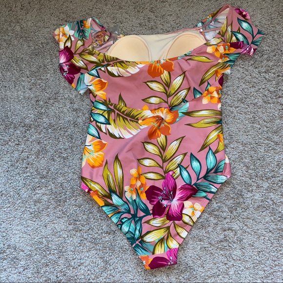 Kona Sol Off Shoulder Flounce 1pc Swimsuit sz Med - Picture 5 of 10